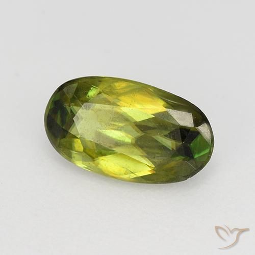 0.71 ct Green Sphene Stone, Natural Sphene in Oval Facet Shape for Sale