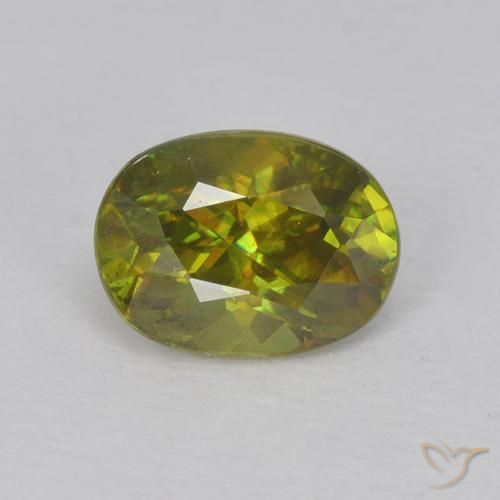 0.73ct Natural Medium-Dark Green Sphene, Oval, VVS-VS