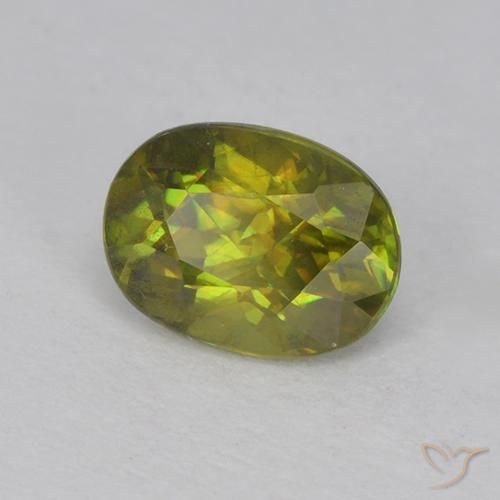 0.73 ct Green Sphene Stone, Natural Sphene in Oval Facet Shape for Sale