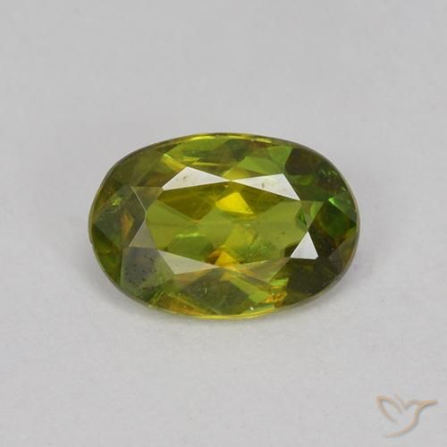 0.60ct Natural Warm Earthy Green Sphene, Oval, VVS-VS