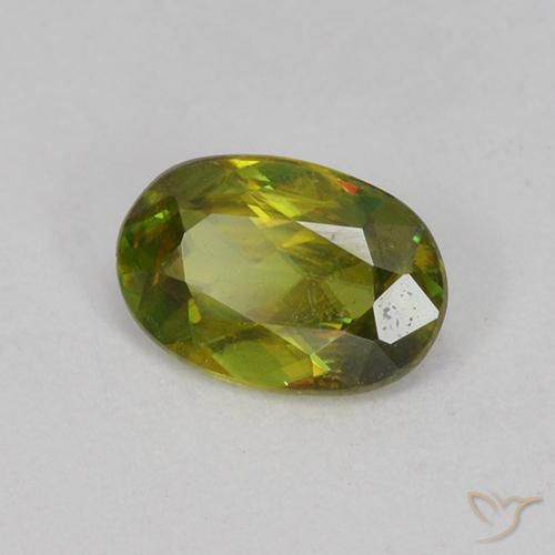 0.60 ct Green Sphene Stone, Natural Sphene in Oval Facet Shape for Sale
