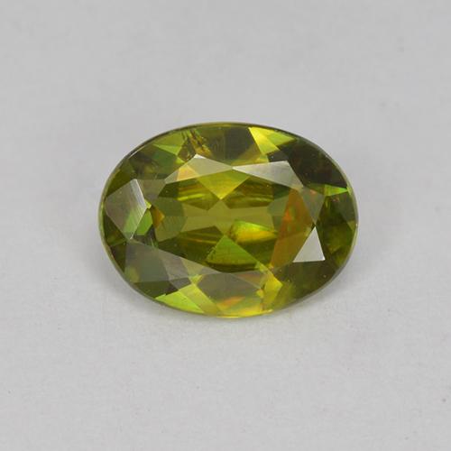 Medium-Dark Green Sphen Edelstein - 0.8ct Oval facettiert (ID: 513433)