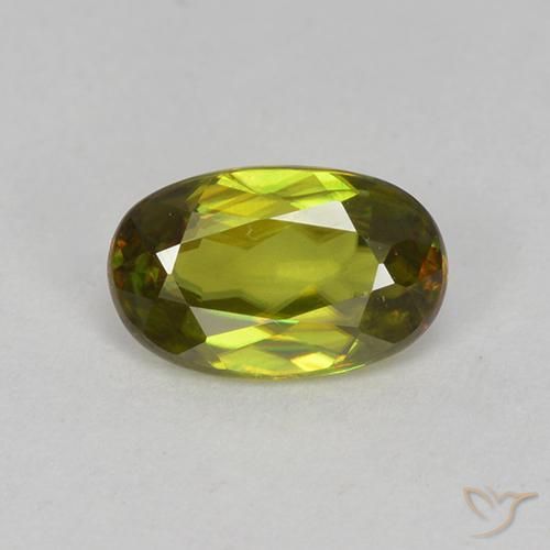 0.74ct Natural Medium-Dark Green Sphene, Oval, VVS-VS