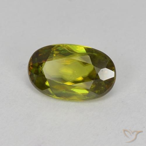 0.74 ct Green Sphene Stone, Natural Sphene in Oval Facet Shape for Sale