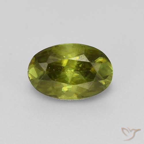 0.57ct Natural Warm Earthy Green Sphene, Oval, VS