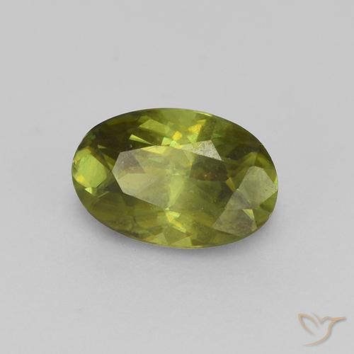 0.57 ct Green Sphene Stone, Natural Sphene in Oval Facet Shape for Sale