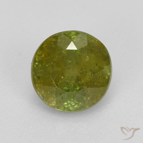 0.90 ct Green Sphene Gemstone, Sphene Gem in Round Facet Shape for Sale.