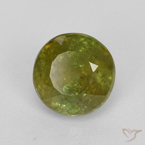 0.90 ct Green Sphene Stone, Natural Sphene in Round Facet Shape for Sale