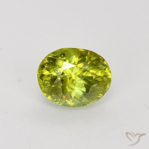 1.28 ct Yellow Sphene, 7 x 5.7 mm Oval Cut From Sri Lanka, Photo A