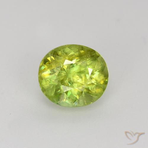 1.22 ct Yellow Sphene, 6.7 x 5.9 mm Oval Cut From Sri Lanka, Photo A