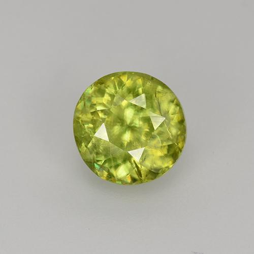 Lemon Yellow Sphen Edelstein - 1.1ct Rund Facettenschliff (ID: 526306)