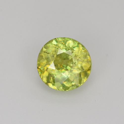 6,2 mm 毫米斯里兰卡圆形黄色榍石,重 0,96 克拉,天然宝石,vs-si 净度,1 榍石 - 颜色为柠檬黄,莫氏硬度为 5 - 5,5, Photo A