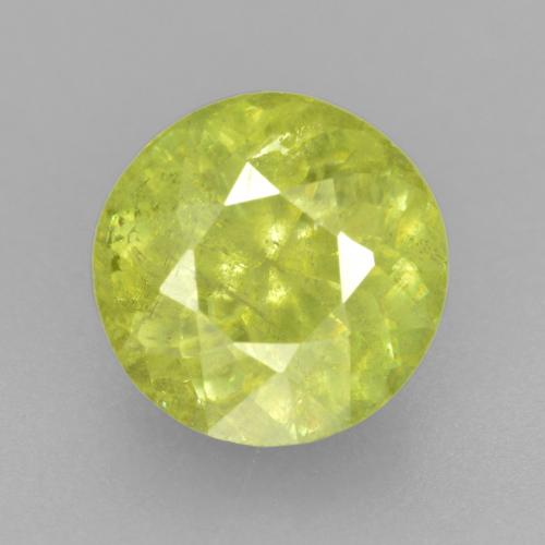 1.23 ct Yellow Sphene Gemstone, Sphene Gem in Round Facet Shape for Sale.