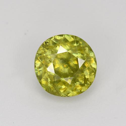 Warm Forest Green Sphene Gem - 1.2ct Round Facet (ID: 526313)