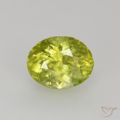 1.18 ct Yellow Sphene, 7.1 x 5.6 mm Oval Cut From Sri Lanka, Photo A
