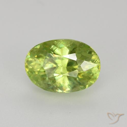 1.34 ct Green Sphene Stone, Natural Sphene in Oval Facet Shape for Sale