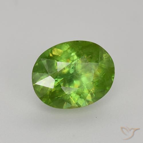 1.36 ct Green Sphene Stone, Natural Sphene in Oval Facet Shape for Sale