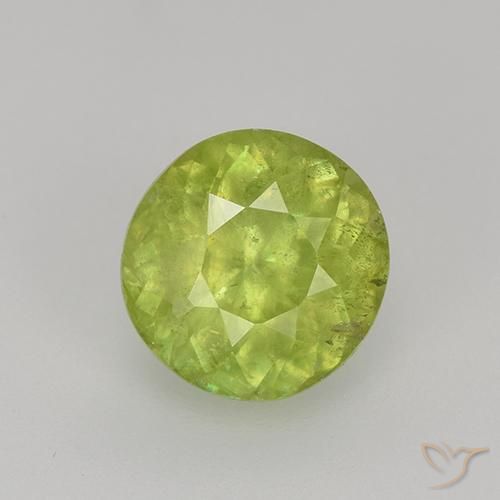 1.32 ct Yellow Sphene, 6.6 mm Round Cut From Sri Lanka, Photo A