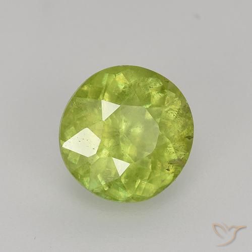 1.32 ct Yellow Sphene Stone, Natural Sphene in Round Facet Shape for Sale