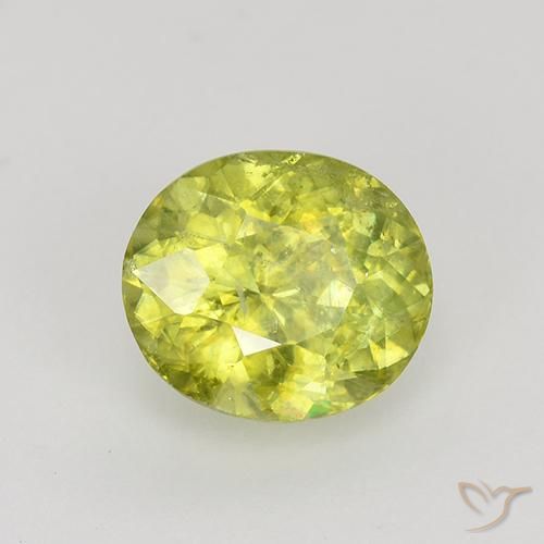1.12 ct Yellow Sphene Stone, Natural Sphene in Oval Facet Shape for Sale