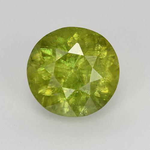 6.2mm Round Facet Green Sphene from Sri Lanka, Weight of 1.04ct, Natural untreated Gemstone in VS-SI Clarity, 1pc Sphene - Color: Olive Green, Mohs Hardness of 5 - 5.5, Photo A
