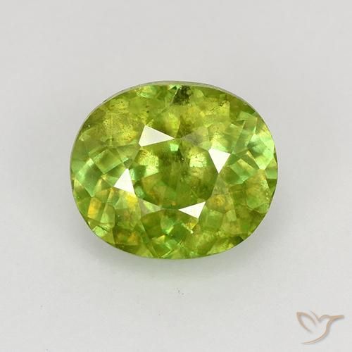 Sphène Vert Ovale 6,7 x 5,6mm du Sri Lanka, poids de 1,08 ct, pierre gemme naturelle Non traité de pureté vs-si, 1 pièce de sphène oval facet, couleur : Vert jaunâtre vif, dureté de Mohs de 5 à 5.5, Photo A