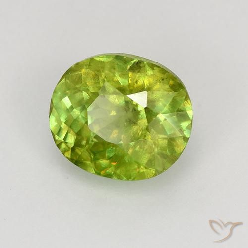 1.08 ct Green Sphene Stone, Natural Sphene in Oval Facet Shape for Sale