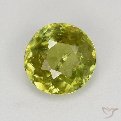 1.13ct Natural Medium Green Sphene, Round, VS-SI