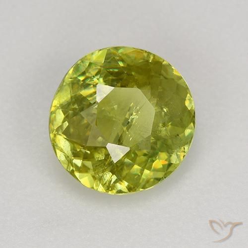 1.13 ct Green Sphene Stone, Natural Sphene in Round Facet Shape for Sale