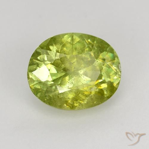1.19 ct Green Sphene Stone, Natural Sphene in Oval Facet Shape for Sale