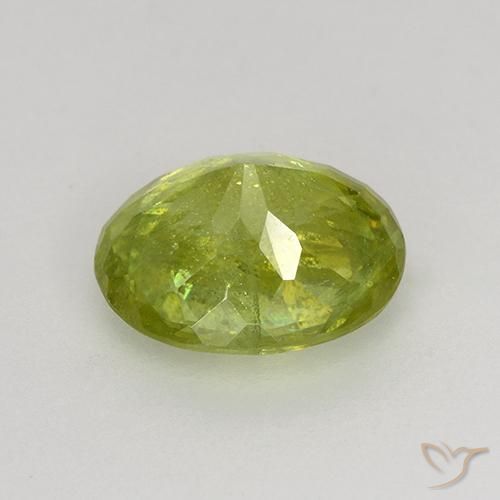 Sphene Gemstone in 7.2 x 6 mm Size for Sale, Sphene Stone in Warm Forest Green Color