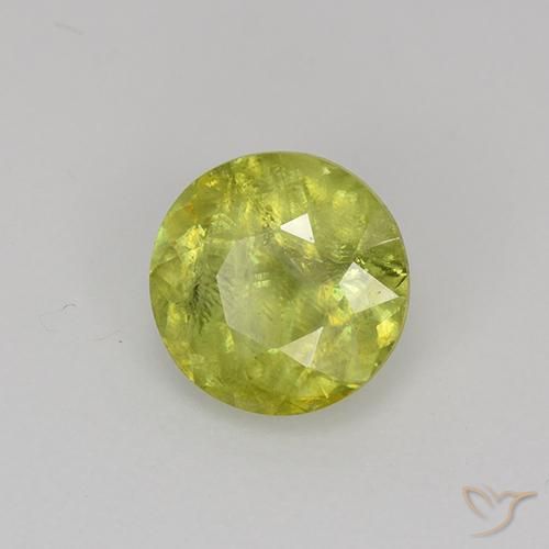 1.18 ct Yellow Sphene Stone, Natural Sphene in Round Facet Shape for Sale