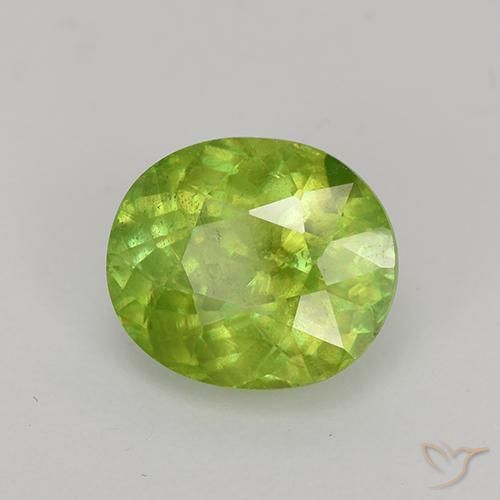 2.47 ct Green Sphene Stone, Natural Sphene in Oval Facet Shape for Sale
