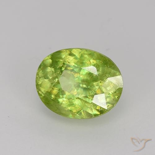 1.51 ct Green Sphene Stone, Natural Sphene in Oval Facet Shape for Sale