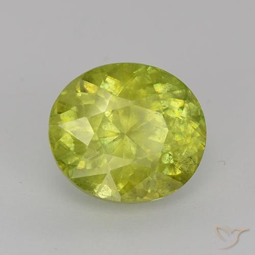 2.65 ct Yellow Sphene Stone, Natural Sphene in Oval Facet Shape for Sale