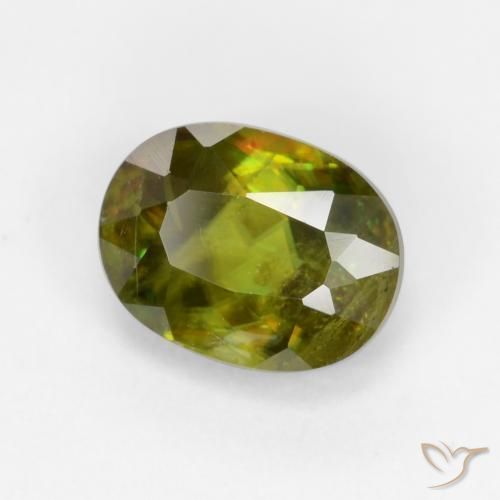 0.84ct Natural Medium-Dark Green Sphene, Oval, VS-SI