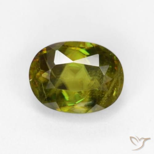 0.84 ct Green Sphene Stone, Natural Sphene in Oval Facet Shape for Sale