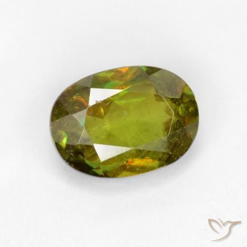 0.70 ct Green Sphene Stone, Natural Sphene in Oval Facet Shape for Sale