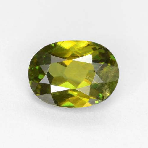 Травянисто-зелёный Сфен Камень - 0.7ct Фасетный Овал (ID: 544433)