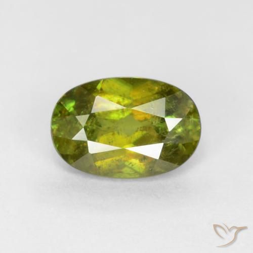 Medium Green Сфен Камень - 0.7ct Фасетный Овал (ID: 544435)