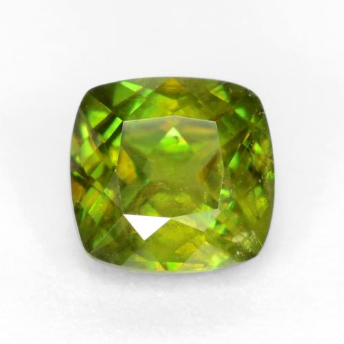 Warm Earthy Green Sphene Gem - 0.7ct Cushion-Cut (ID: 544436)