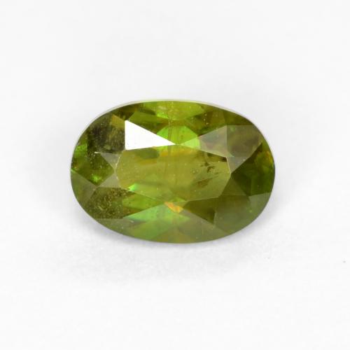0.58 ct Green Sphene Gemstone, Sphene Gem in Oval Facet Shape for Sale.