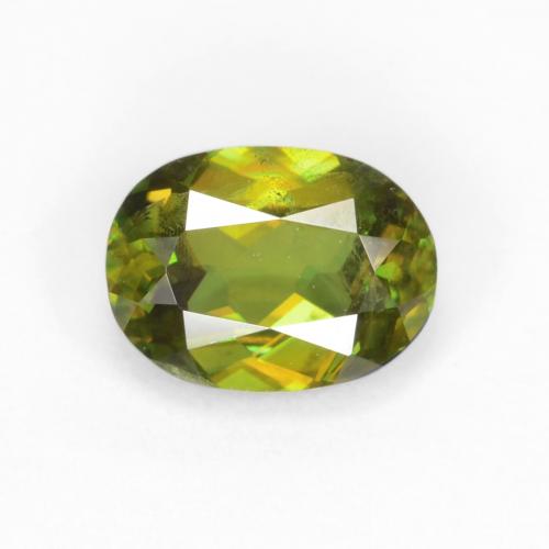 Medium-Dark Green Sphene Gem - 0.7ct Oval Facet (ID: 544438)