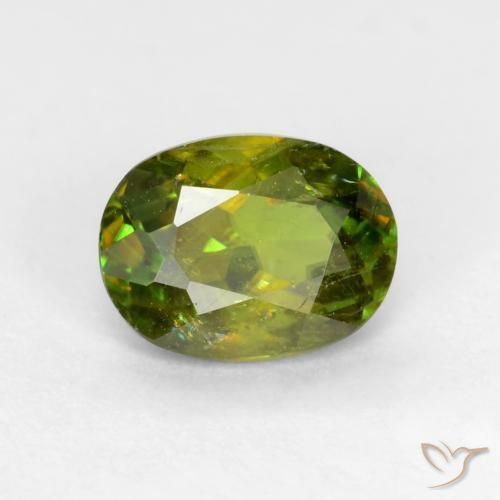 0.65 ct Green Sphene Stone, Natural Sphene in Oval Facet Shape for Sale