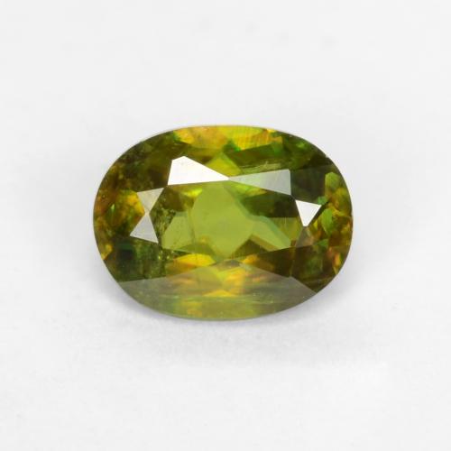 Warm Earthy Green Sphene Gem - 0.5ct Oval Facet (ID: 544598)