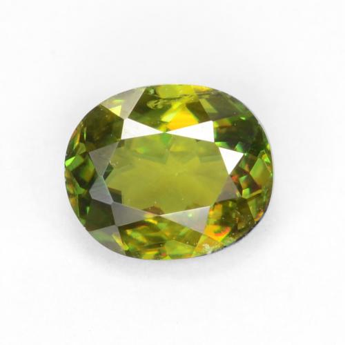 Травянисто-зелёный Сфен Камень - 0.6ct Фасетный Овал (ID: 544599)