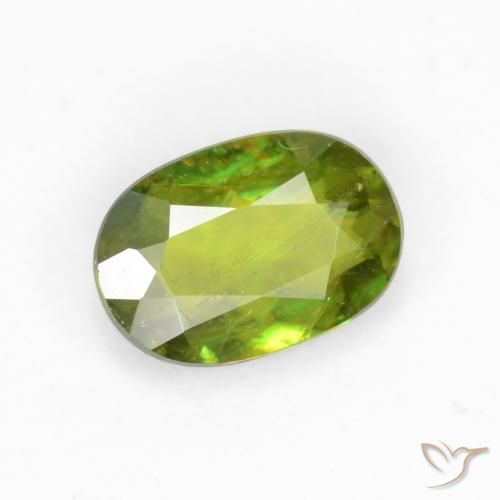 0.65 ct Green Sphene Stone, Natural Sphene in Oval Facet Shape for Sale