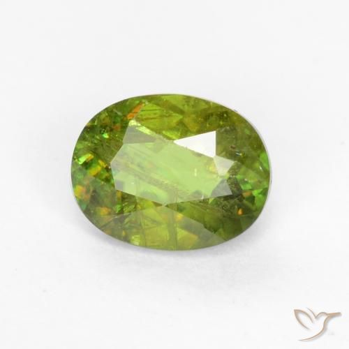0.66 ct Green Sphene Stone, Natural Sphene in Oval Facet Shape for Sale