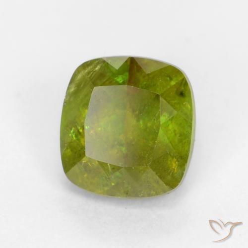 0.68 ct Green Sphene Stone, Natural Sphene in Cushion-Cut Shape for Sale