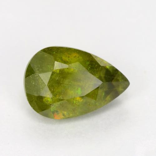 Verde bosque cálido Esfena Gema - 0.7ct Corte en forma de pera (ID: 545136)